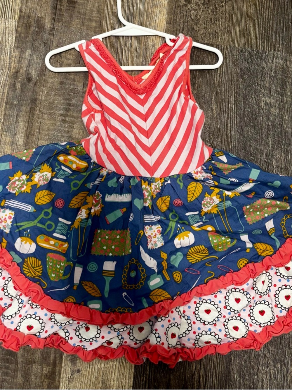 Matilda Jane Work of Heart Dress Ruffle Stripe size 4